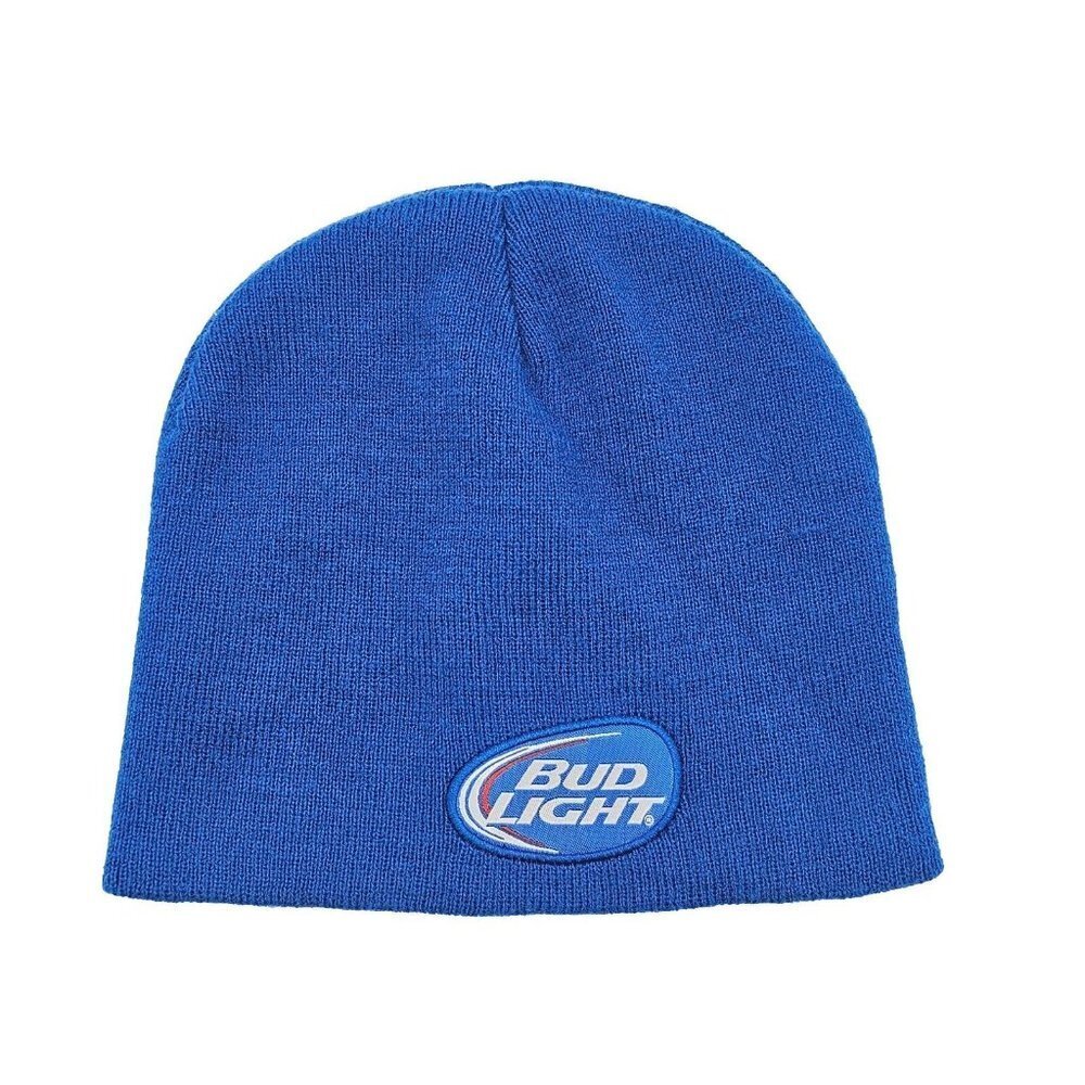Bud Light Beer Knit Winter Hat Beanie Stocking Cap Blue Ski Snow Unisex